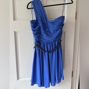 Blue one-shoulder mini dress